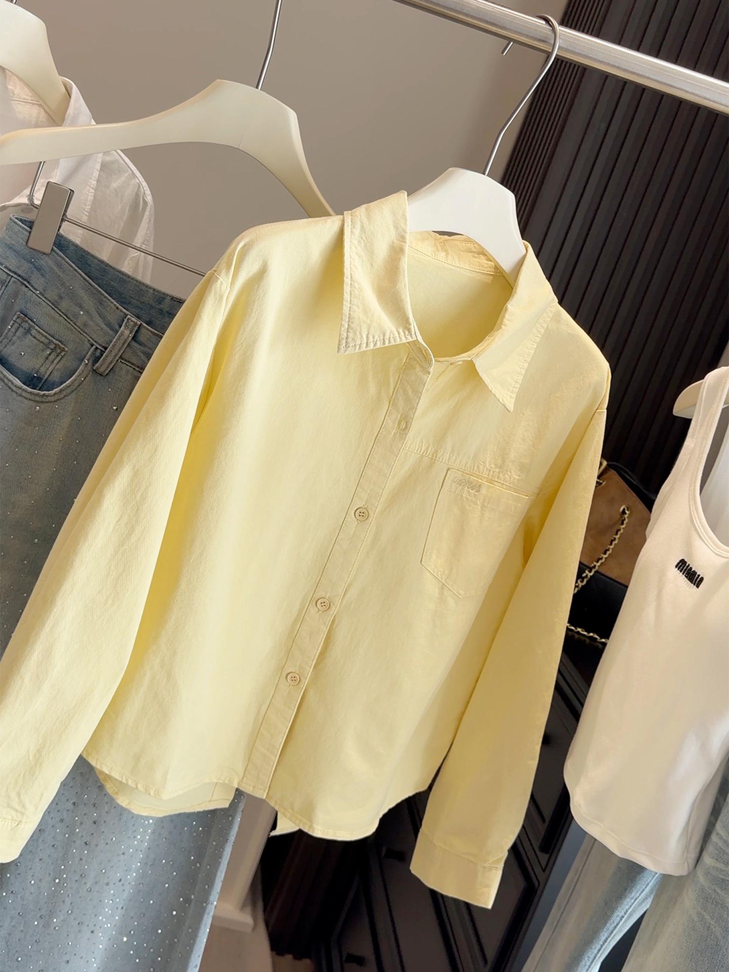 Women s Washed Cotton Long-Sleeve Shirt - Spring 2026 Bestseller with Unique Back Slit Design. One Size жёлтый