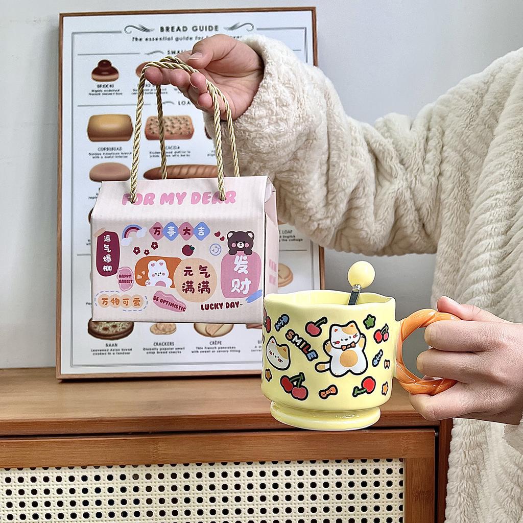 Cute Cartoon Doodle Style Ceramic Cup Household Mug Creative Souvenir Opening Birthday Gift Water Cup Women