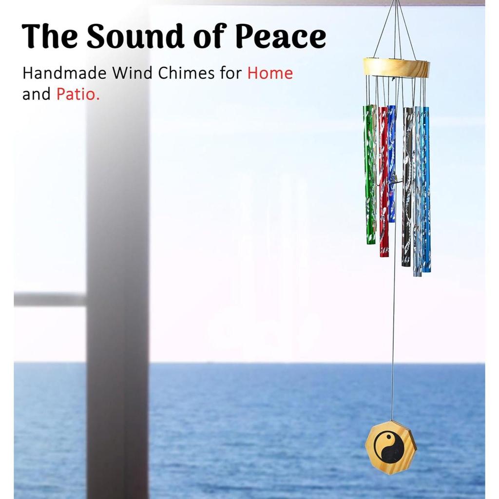 Calming Multi-Color Wind Chimes for Bedroom & Living Room – Relaxing Décor, Positive Energy, Unique Gift for Women, Men, Couples,