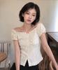 GENERALIDEA Cap Sleeve Shirred Puff Blouse [Cream] / Gf2Lbl516