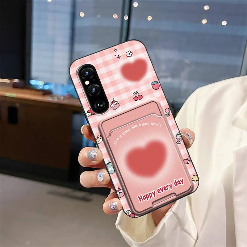 Card slot Shockproof Phone Case For Sony Xperia1 V 2023 Back Cover Card sleeve Fashion Design Soft case Dirt-resistant