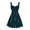 Women Plus Size Sweetheart Neck Strappy Sleeveless Abstract Printed Flared Dress