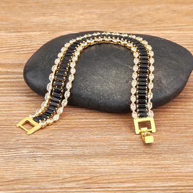 Nidin High Quality Multicolor Full Zircon Bracelets for Women Ladies Wedding Rainbow Charm Boho Hand Chain Party Jewelry Gifts