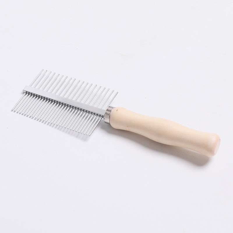 Stainless Steel Pet Needle Comb, Dog Grooming Comb, Cat Hair Removal Comb, Wooden Handle Comb, Hair Removal Brush