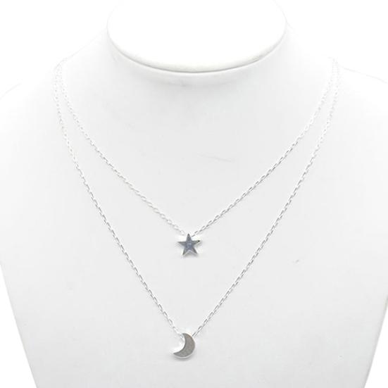 Women's Sexy Star Moon Double-Layer Vertical Drop Bar Pendant Charm Necklace