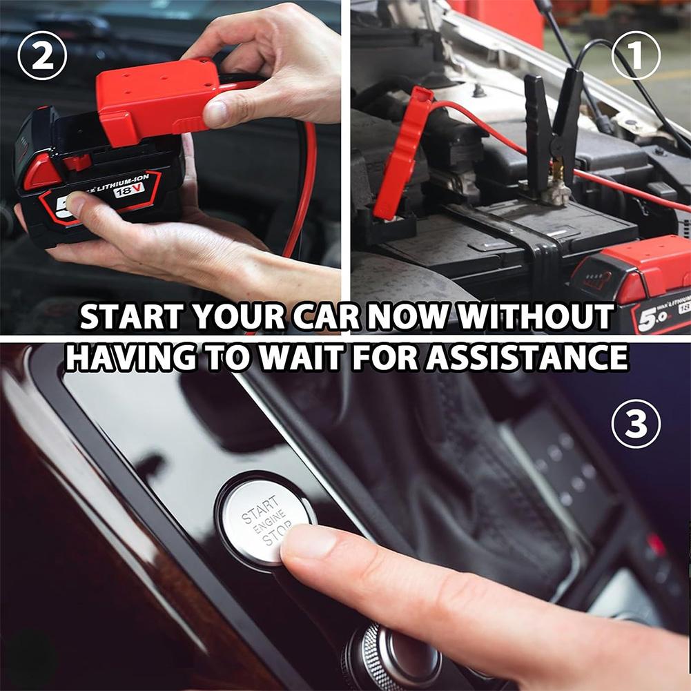 Jumper Cable Clamps for Milwaukee M18, Dewalt 20V Batteries Portable Battery Jumper Starter Automotive Booster Cables Power