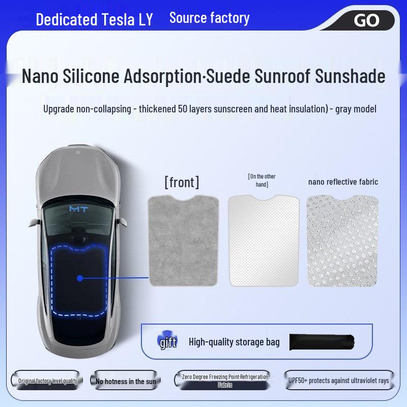 Tesla Model YL Sunroof Electrostatic Sunshade: Sun Protection and Heat Insulation for Panoramic Roofs