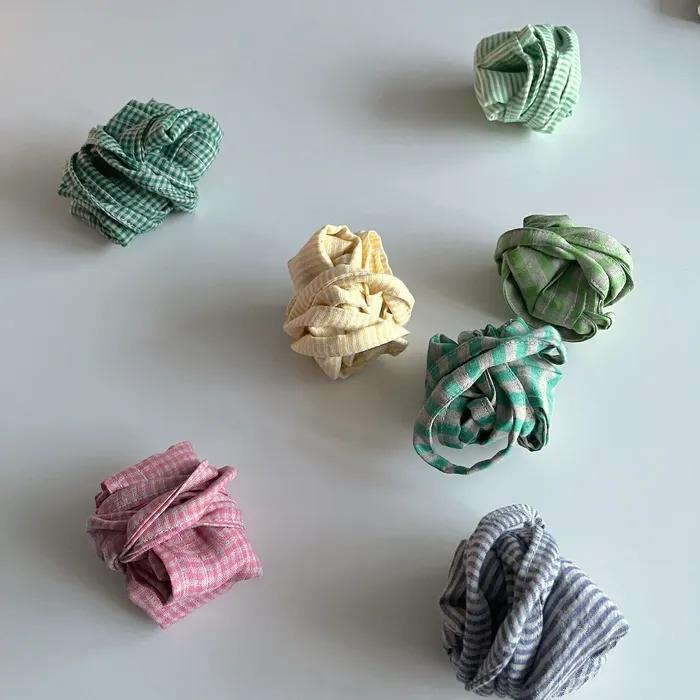 Light green check linen mini bag
