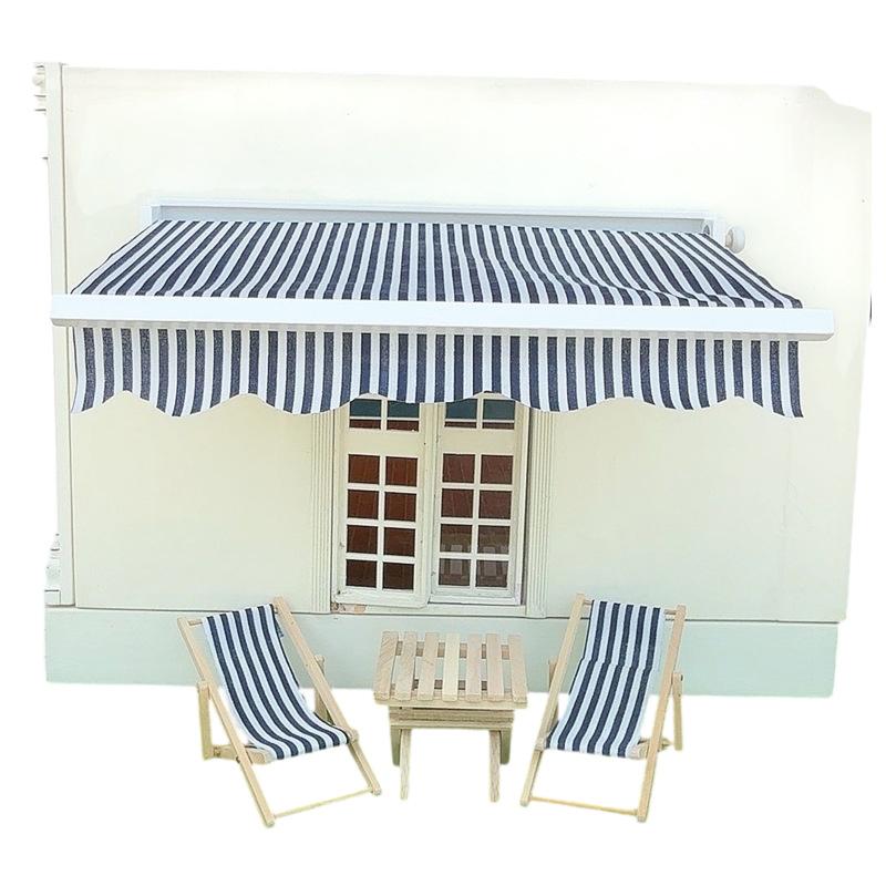 Tenda da Casa delle Bambole 1/12 Modello Tenda Simulazione Casa delle Bambole Balcone Esterno Tenda da Sole Scena Decorazione Giocattoli Gioco di Finzione per Bambini