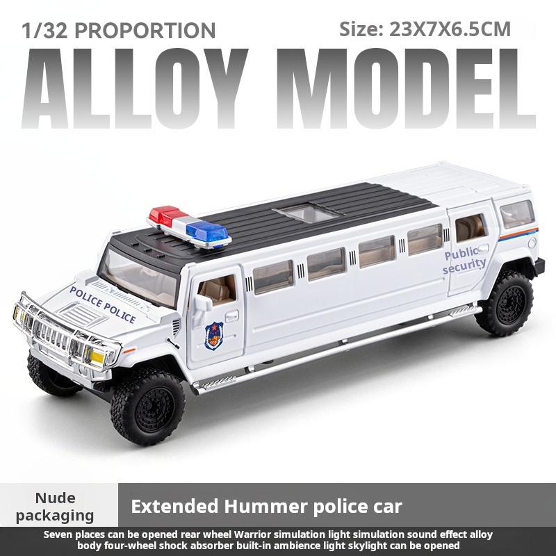 1:32 Extended Hummer Alloy Police Car Model Diecast Metal Toy Cars with Pull Back Sound and Light boys gift collectibles