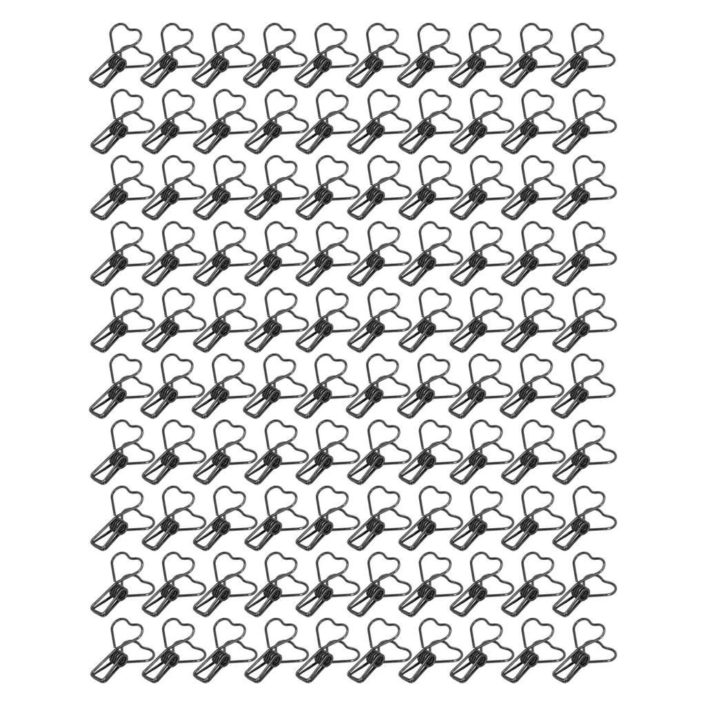 100Pcs Binder Clips Metal Heart Shape Hollow Small Binder Clips for Office Documents Certificates