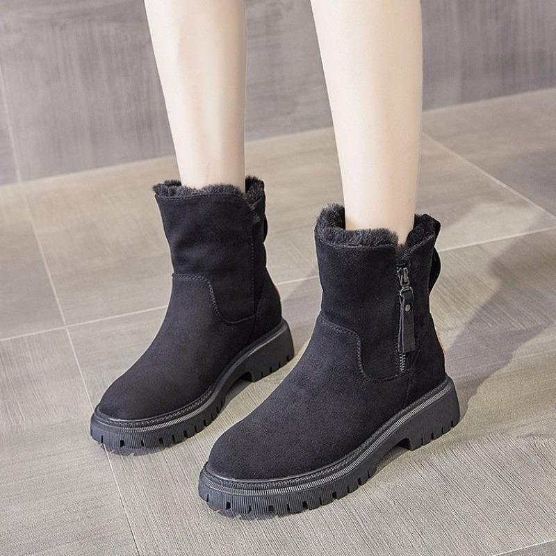 

Thick-soled Martin boots women s 2 winter new fur integrated fleece snow boots thickened warm short boots 35 чорний