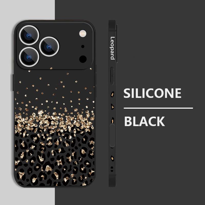 Golden Leopard Print Lanyard Case For iPhone 17 Pro Max Funda iPhone 16 15 14 13 Pro Max 11 16E 17E Soft Silicone Cover