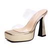 Sexy Women's Slippers 13cm High Heels Platform Mules Summer Shoes 2025 Outdoor Designer Luxury PVC Transparent Slide Ladies