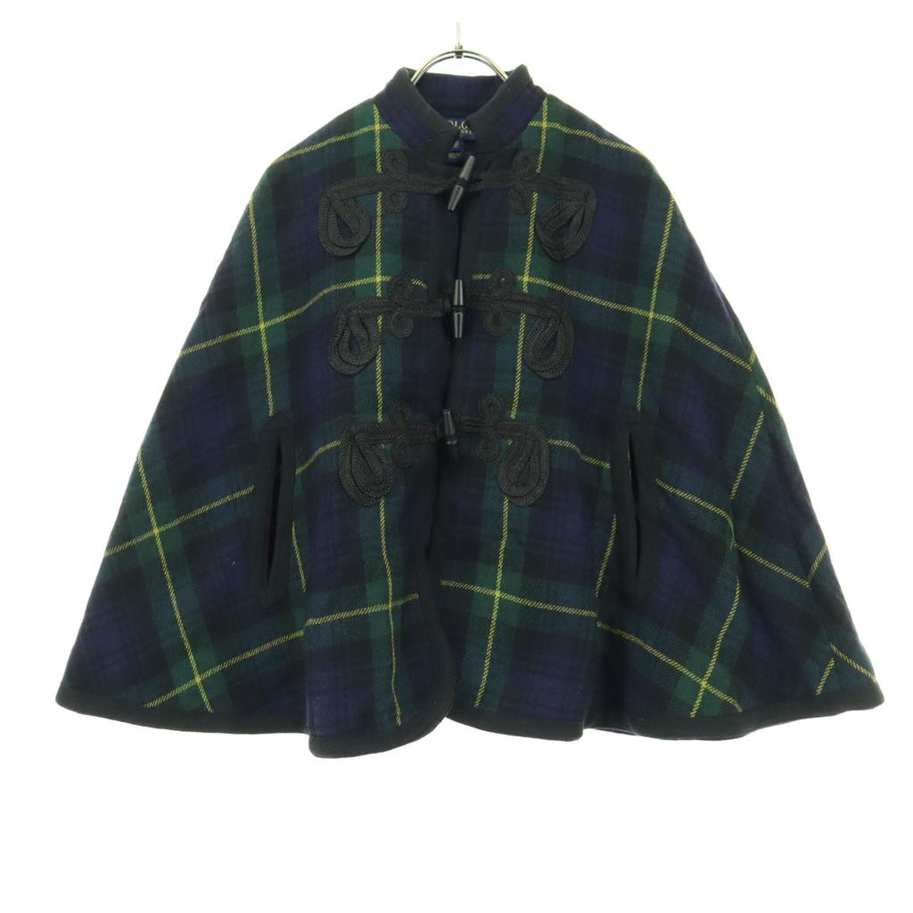 POLO RALPH LAUREN Check Pattern Long sleeve China Button poncho M green Kid's Used