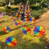 8pcs/set Plastic Disc Colored Windmill Rainbow Colors Pinwheels Circular  Yard and Garden