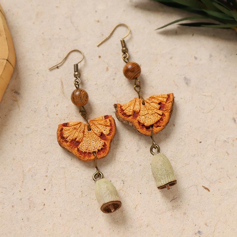 Original Design Traditional Chinese Medicine Plant Earrings Retro Literature Natural Fruit Handmade Long Earrings Women