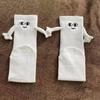 Magnetic Couple Socks with Embroidered Eyes and Holding Hands Design