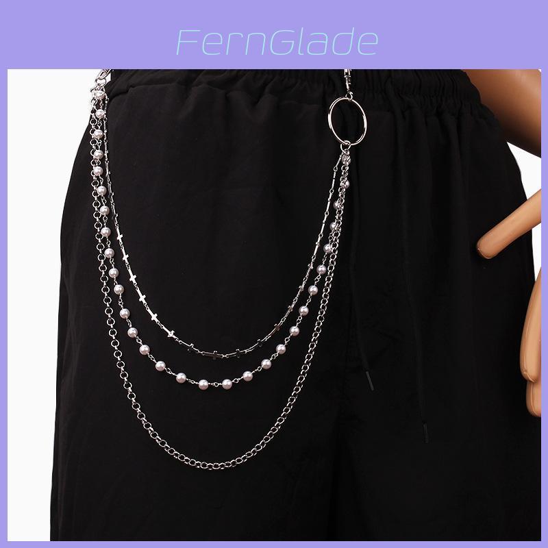 Cross Pendant Chain Belt With Pearl Layers For Men And Women Summer Fashion Accessories