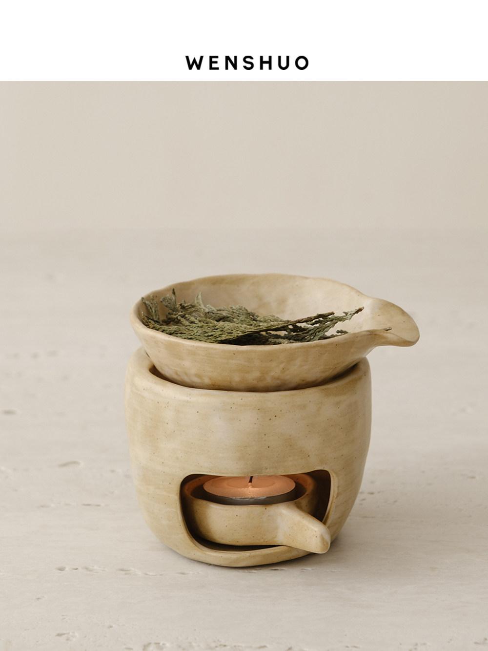 Wabi Sabi Ceramic Incense Burner - Handmade Zen Aroma Diffuser for Home, Meditation & Relaxation, Natural Scented Candle Holder