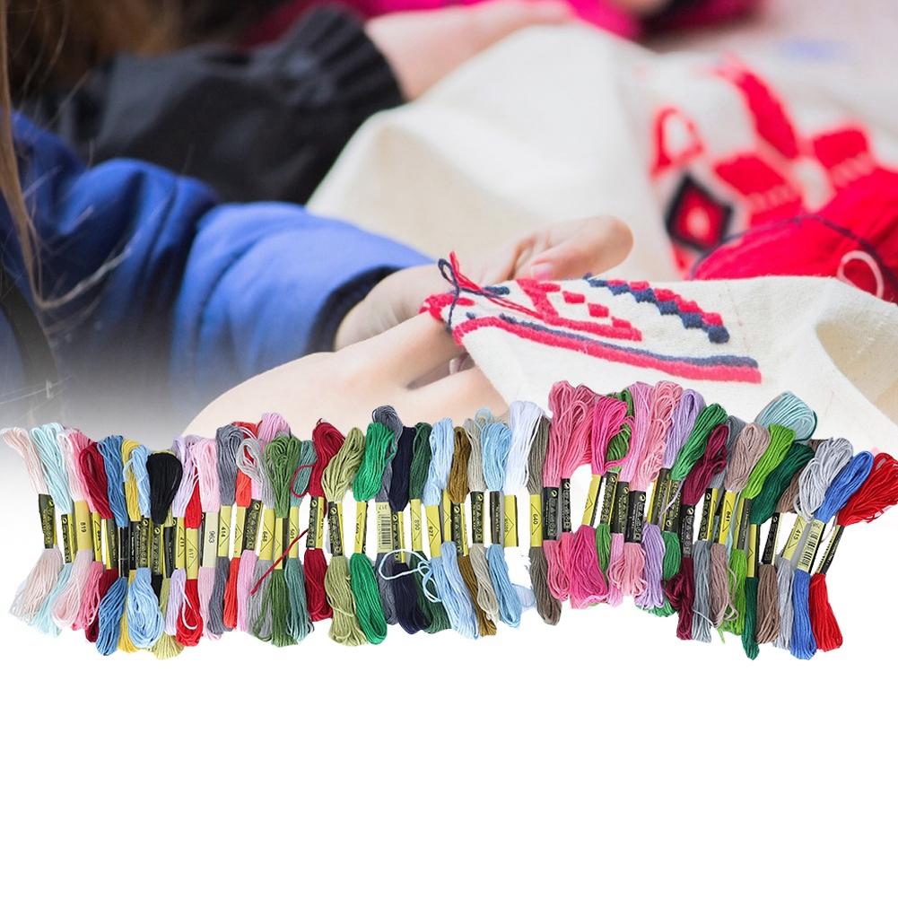 50 Colors Thread Skeins Embroidery Needle Set Stitching DIY Needle Felting 5 Bamboo Cycle Kit