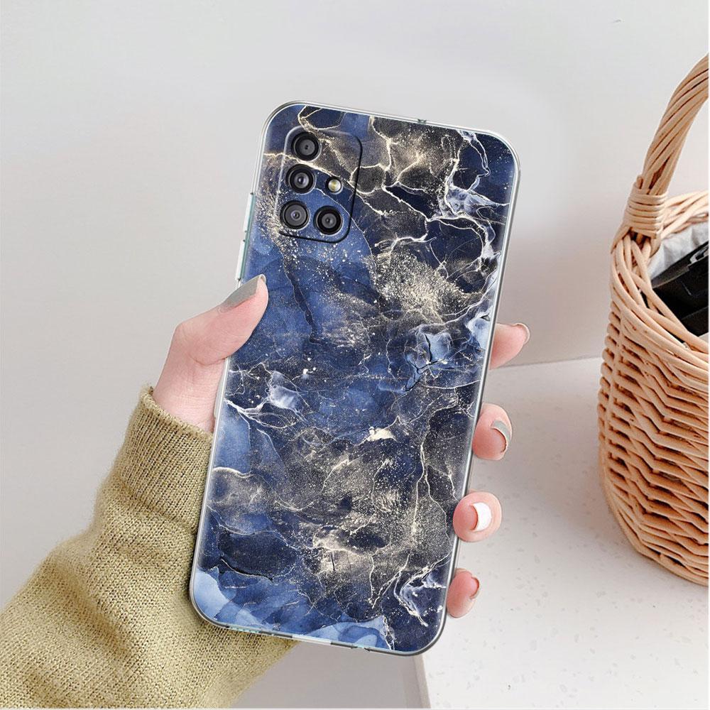 Marble Pattern Clear Case For Samsung Galaxy A52 A12 A51 A32 A21s A71 A32 A22 A50 A70 A31 A72 5G Phone Cover