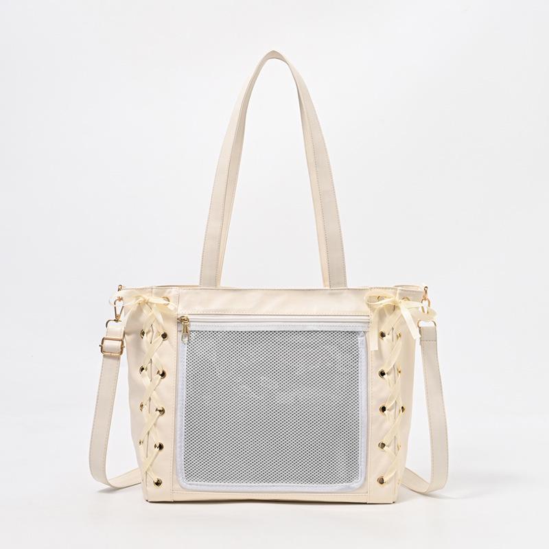 

Сумка-ита из мягкой кожи в японском стиле с лентой - Большая вместимость, прозрачная, в стиле аниме, на одно плечо для женщин и девушек Bag only (no strap) белый