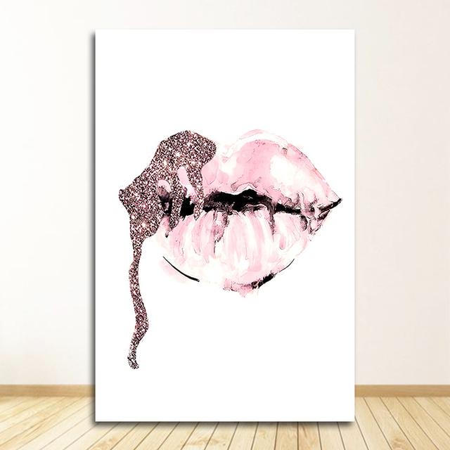 

Картина Настенная Картина Современная Девушка Комната Украшения Дома Розовый Цветок Духи Модный Плакат Ресницы Губы Макияж Печать Холст Искусство 21cm×30cm NoFrame