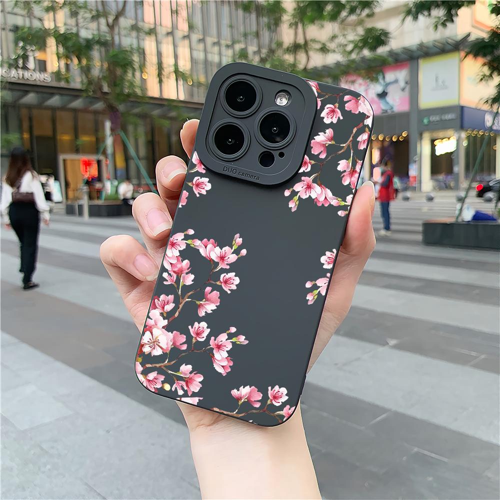 Sakura Design Pattern TPU Phone Case Suitable for iPhone 17 16 15 14 13 12 11 Pro/Max/Plus Anti Drop and Shockproof Back Cover