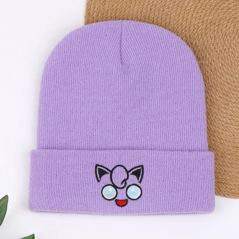 Autumn and Winter Animation Smiley Face Embroidery Knitted Hat Cold Hat Cat Popular Wool Men and Women Warm Cover Fat Ding Cartoon New