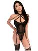 Sexy Bodysuits Mesh Strap Patchwork Halter Neck Leg Ring Hanging Neck Off-The-Shoulder For Women Backless Deep V Sleeveless 8Hqc