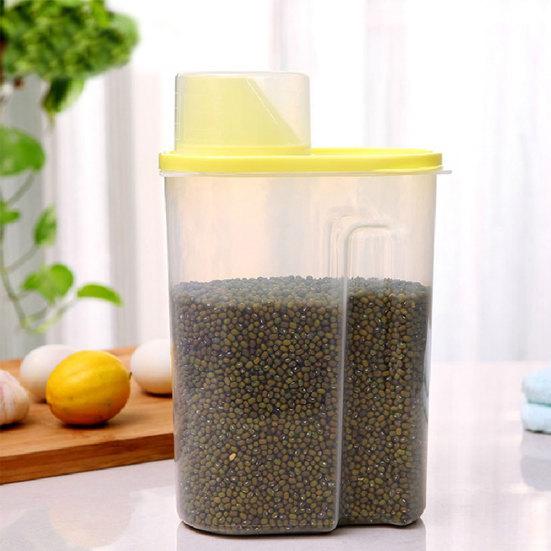 2.5L Grande Recipiente Dispensador de Armazenamento de Arroz, Cereal, Feijão, Alimento Seco, Caixa Selada com Tampa