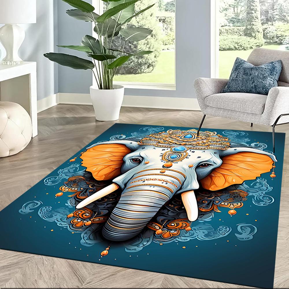 Colorful Elephant Artwork Floor Mats for Living Room, Bedroom and Room Decoration Are Suitable for Gifts.