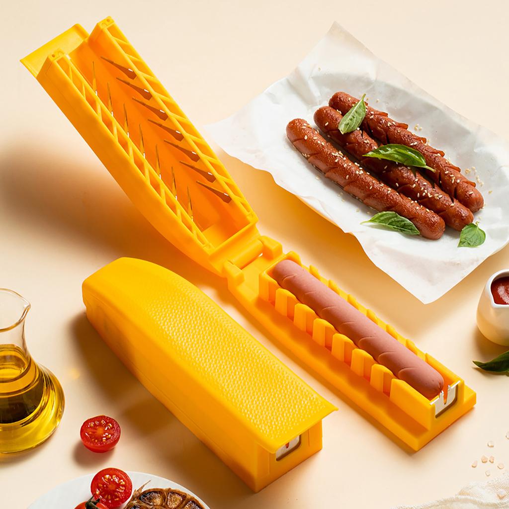1pc Yellow Creative Sausage Cutting Tool DIY Starch Sausage Cutting Skewer Sausage Cutter Tool Party Home Kitchen Gadgets