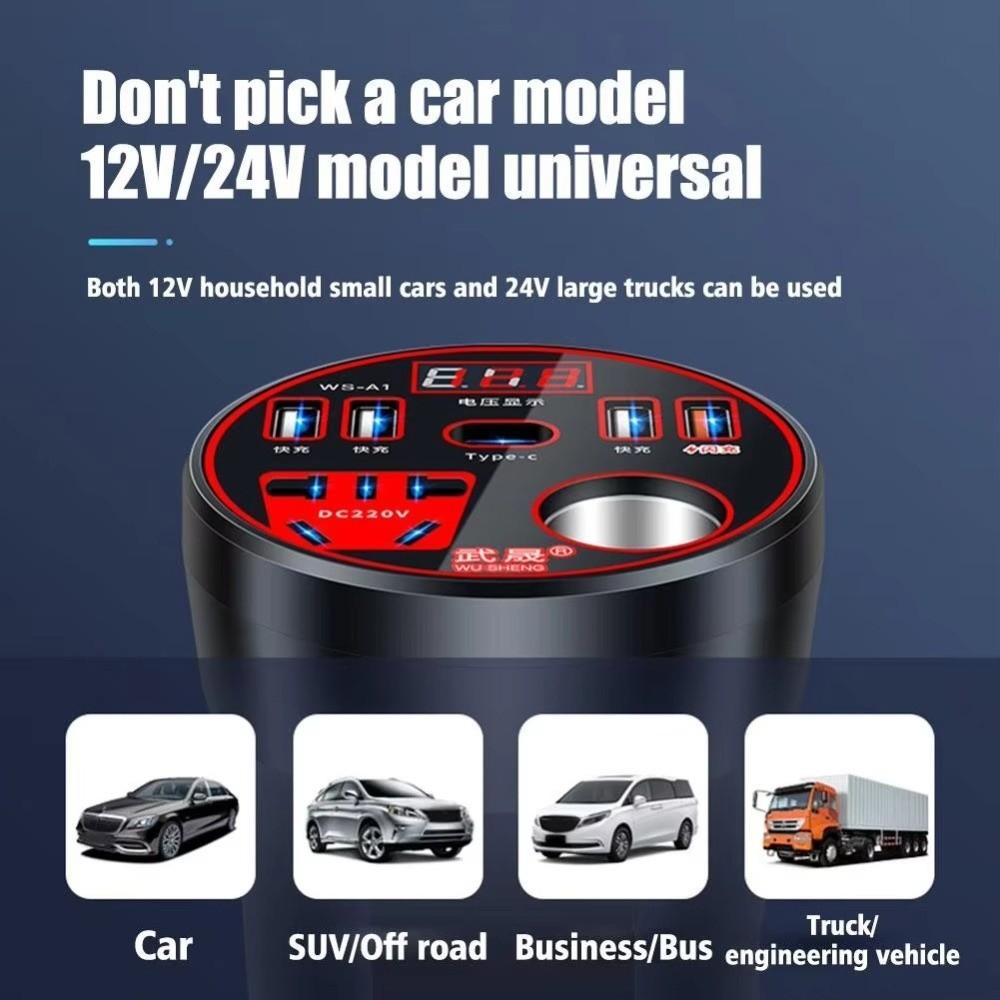 High Power Car Inverter 12V/24V To 220V Car Power Converter Multifunction Power Adapter