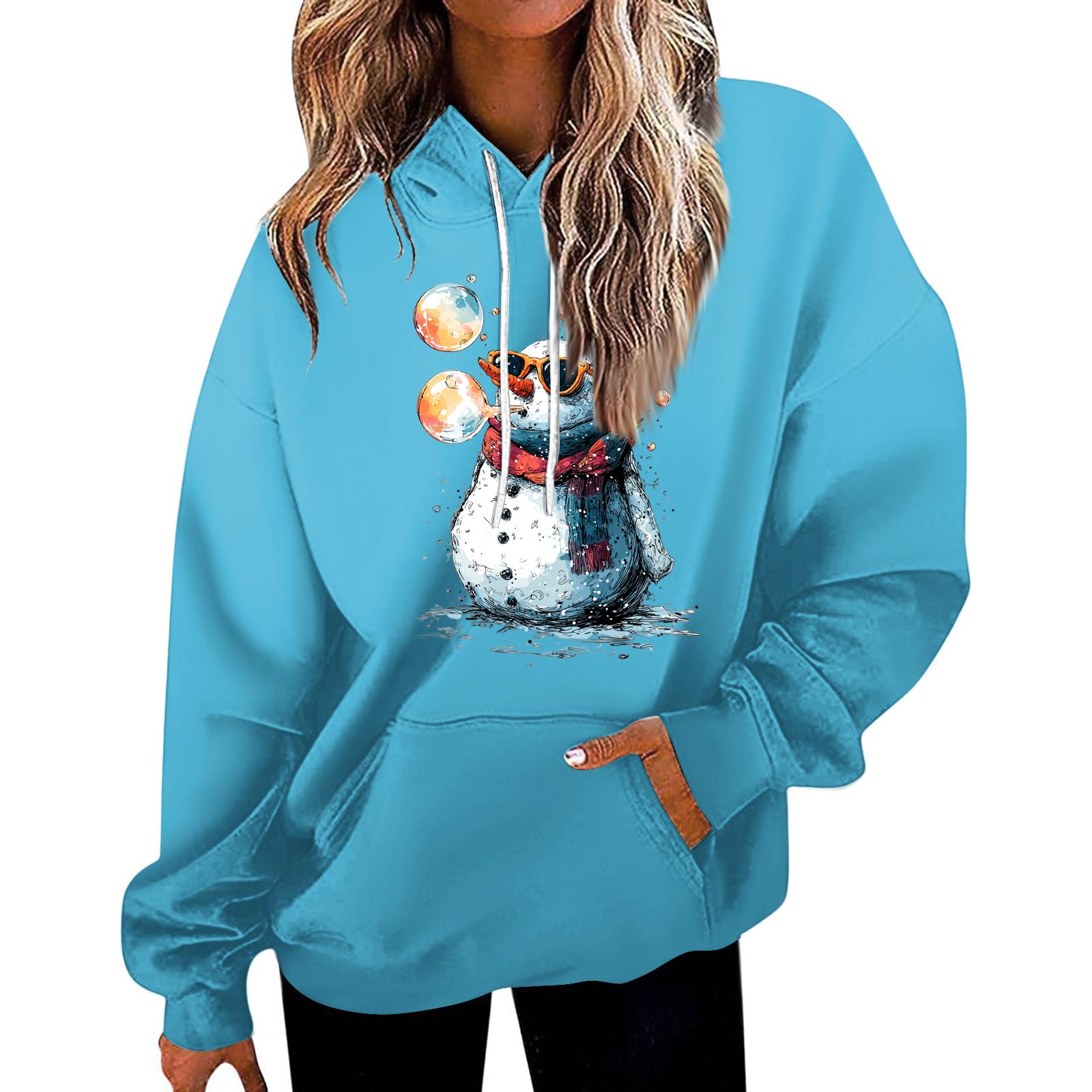 

Women s Casual Fashion Christmas Printed Letters Casual Hooded Sweatshirt With Pockets S
