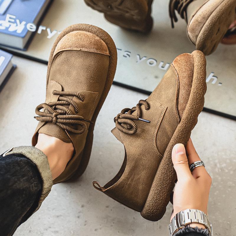 Men's Plus Size Breathable Leather Driving Shoes - Autumn Style, Non-Slip Soft Sole, Fashionable & Versatile.