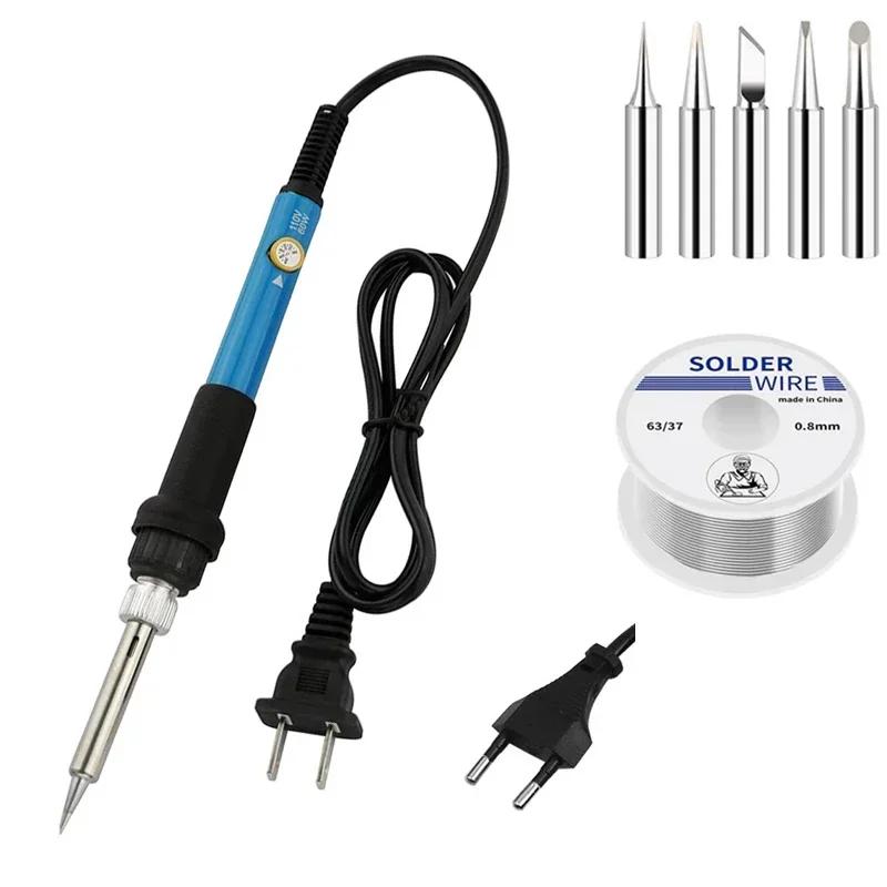 New Soldering Iron Adjustable Electric Tin Welder Temperature Station Solder 220V 110V 60W Welding Rework Heat Pencil Tips Tools