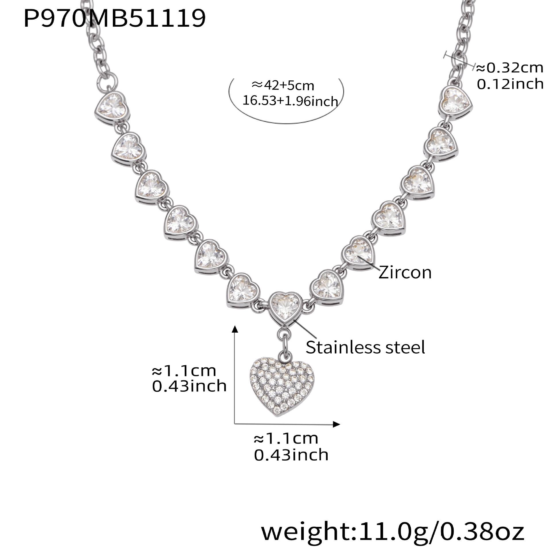 Qiong Yao 18K Gold Plated Heart Zirconia Clavicle Necklace for Women