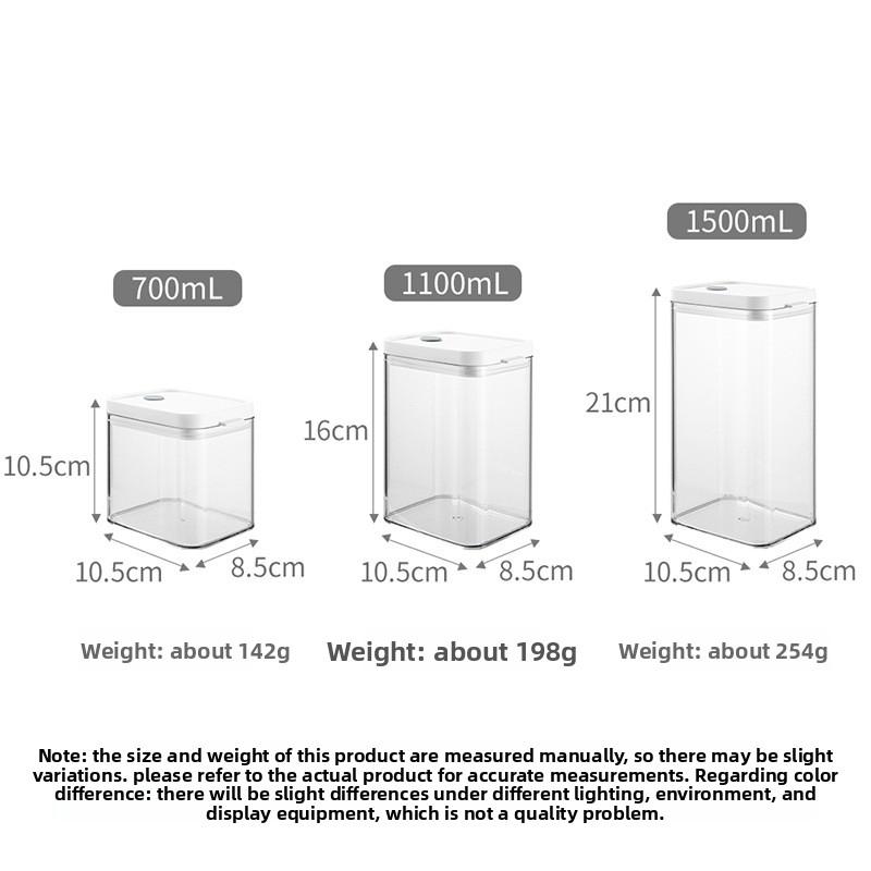 

Household Transparent Rectangular Sealed Jar, Kitchen Sealed Moisture-proof Storage Jar for Grains and Cereals, Sealed Box 1pc 700ml белый
