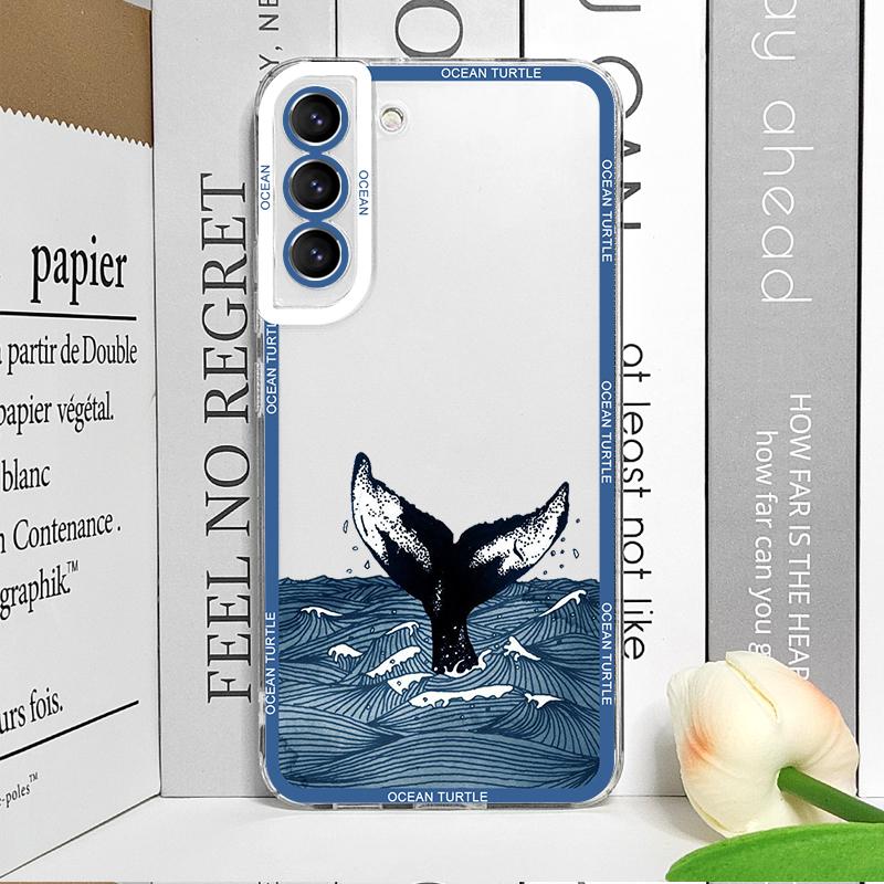Cool Ocean Turtle Phone Case for Samsung Galaxy A55 A54 A53 A52 A51 A70 A32 A31 A22 A13 4G 5G Sea Blue Turtle Design Clear Cover