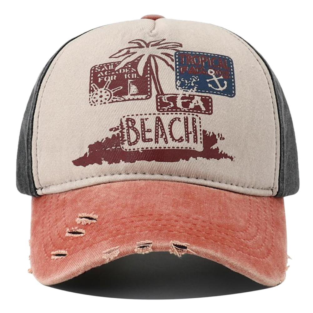 Neue Kokospalmen-Print Gewaschene Used Baseballkappe Verstellbar Baumwolle Snapback Hüte Für Damen Herren Hip Hop Herren Sommerkappe Adjustable gray