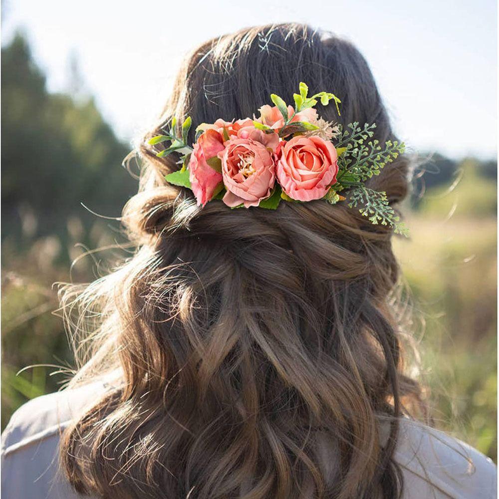 Grzebień do włosów w kształcie kwiatów Grzebień do włosów w kształcie liścia kwiatowego Kryształowe ozdoby do włosów dla nowożeńców Akcesoria do włosów dla nowożeńców