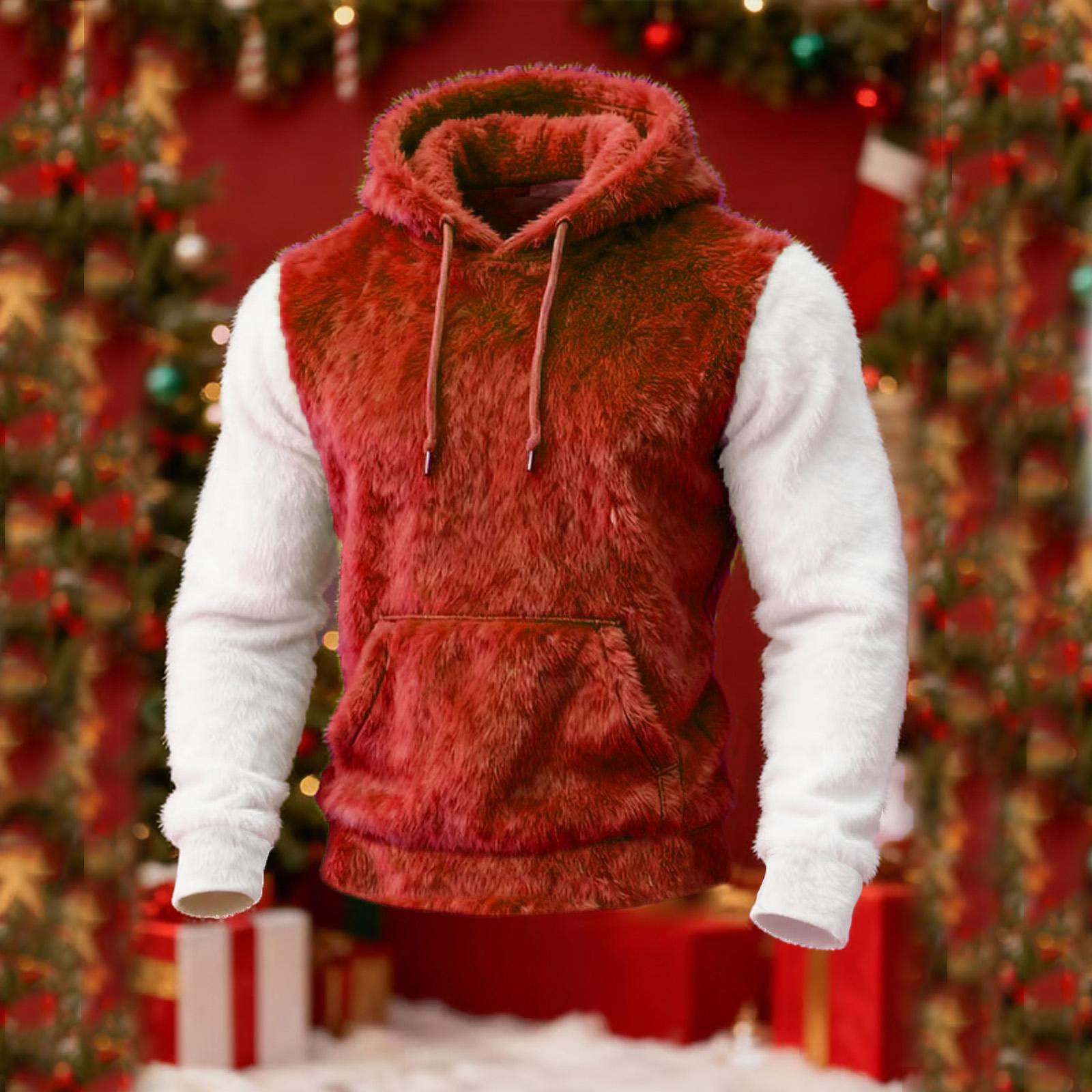 

Men s Warm Suede Plush Christmas Zipper Sweatshirt S