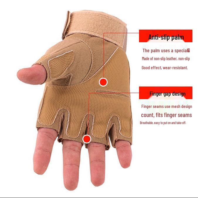 Men's Tactical Half-Finger Cycling Gloves: Breathable, Non-Slip, Wear-Resistant Combat Gear