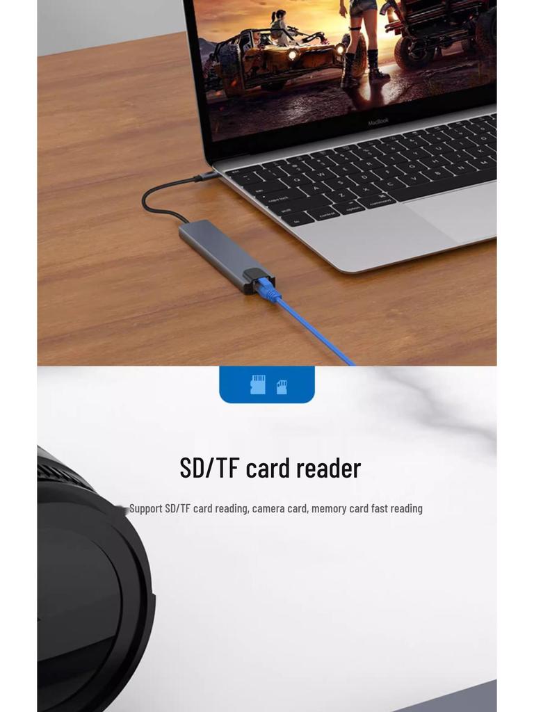 8-in-1 Type-C Multi-Port Hub with Ethernet & USB 3.0 Expansion Dock
