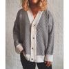 Striped Knitted Cardigan Women's Loose Sweater Single Breasted Buckle Casual Long Sleeved Jacket Warm Comfortable Commuter Tops Autumn and Winter