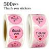 Pink Heart-Shaped Thank You Stickers | Suitable for Office Decor, Envelope Sealing, Party Decorations, Office Supplies