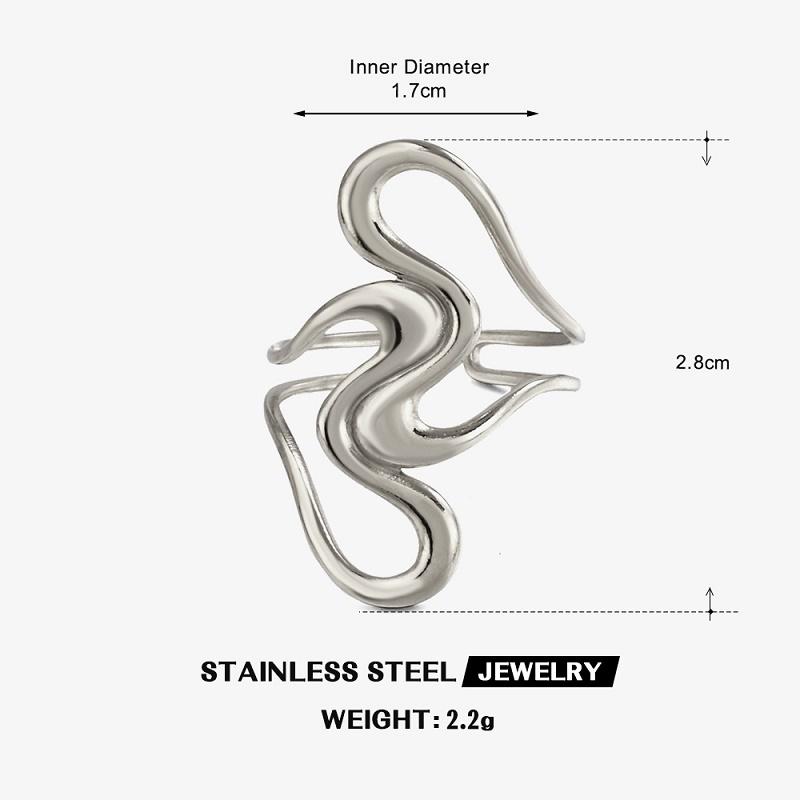 

Stainless Steel Metal Irregular Rings For Women Vintage Gold Color Geometric Opening Adjustable Ring Zircon Gifts