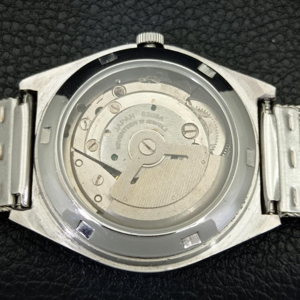 VINTAGE JAPAN SEIKO AUTOMATIC 6309A MENS BLACK COLOR DIAL WATCH a500838-5 R154-a500838
